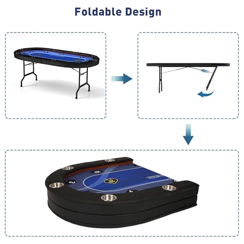 84" Foldable Blackjack Poker Table with Cup Holders W33662
