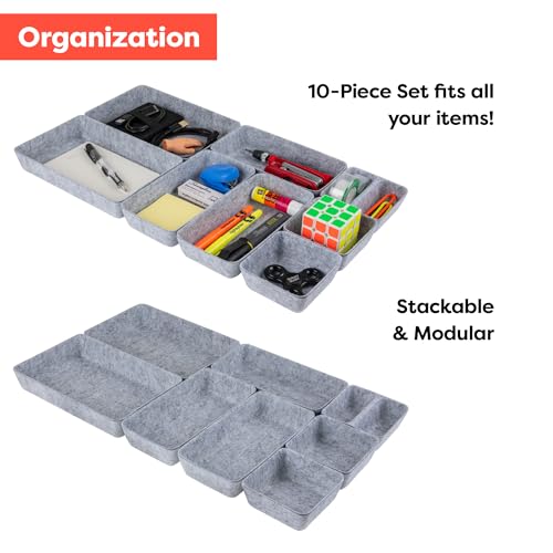10-Piece Modular Felt Drawer Organizer Set J965