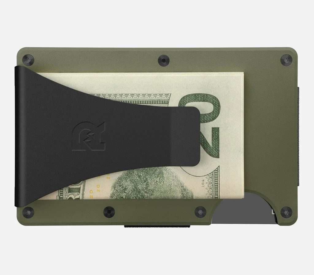 Matte Olive Aluminum Cash Strap Wallet U6786