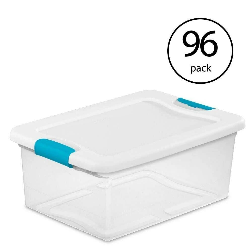 15-Qt. Clear Stackable Latching Storage Box Container (96 Pack) N246