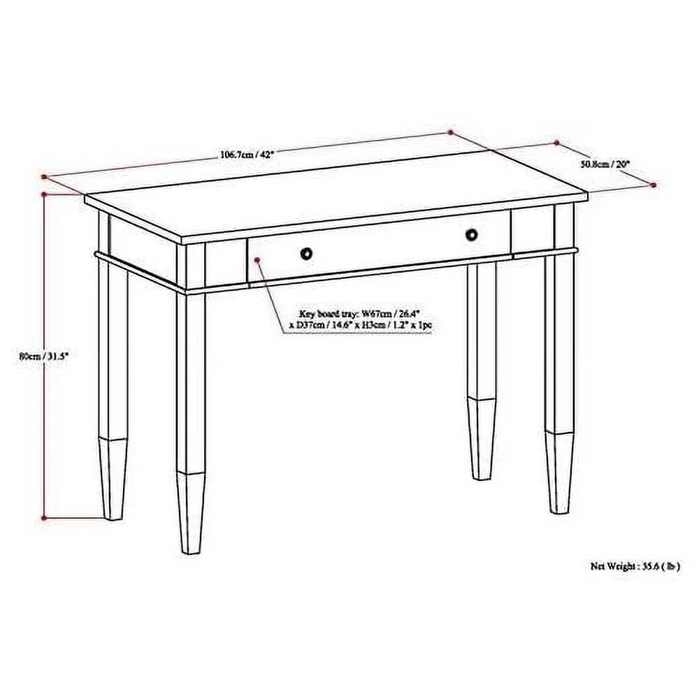 42" Dark Brown Solid Wood Desk Y267713