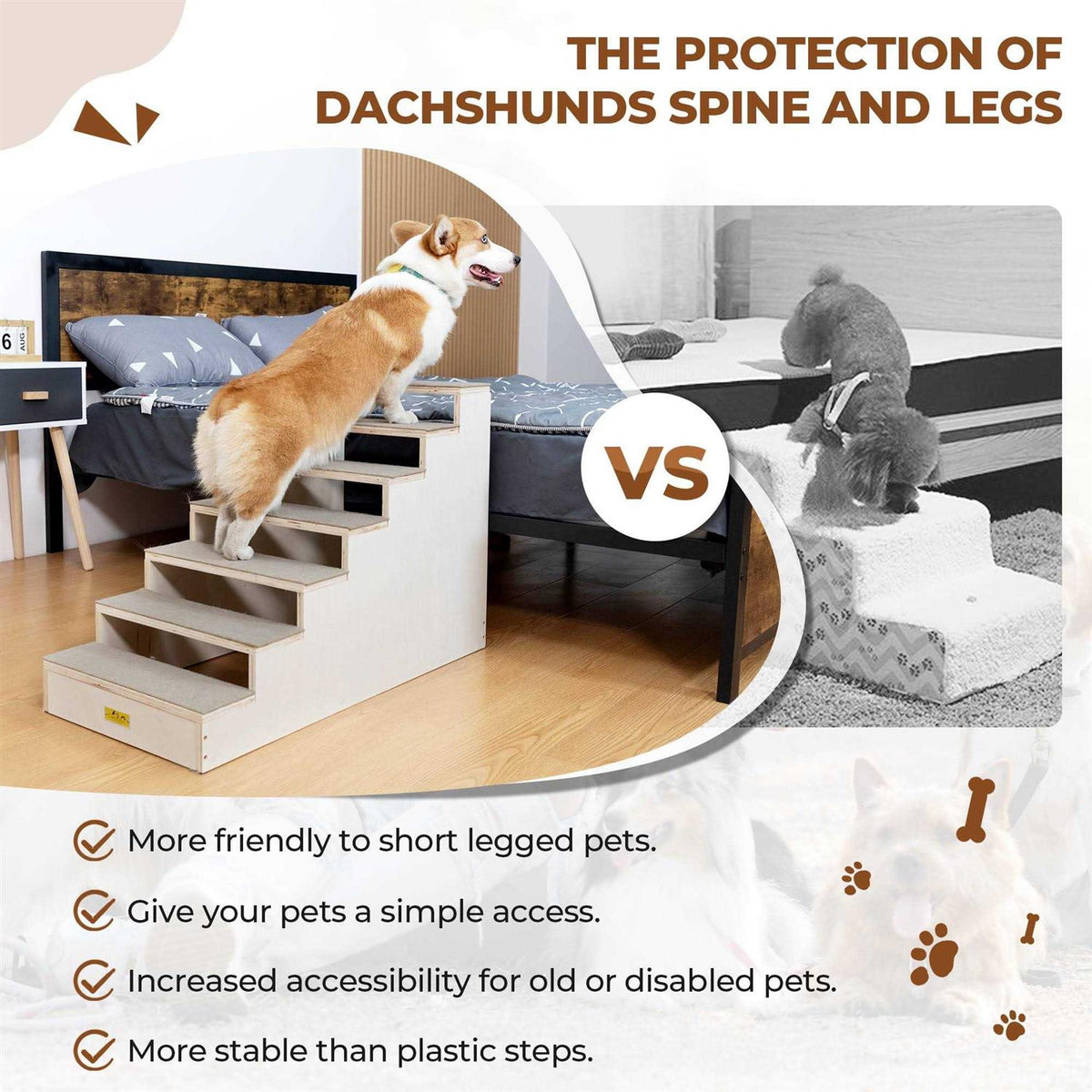 Wood 7-Step Dog Stairs K672