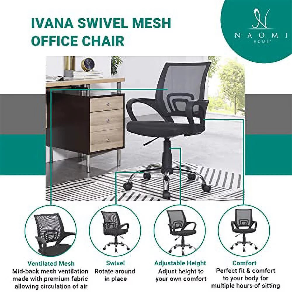 Blue Mesh Adjustable Office Chair with Lumbar Support T389