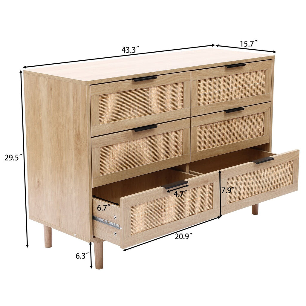 Light Wood 6-Drawer Dresser D90457