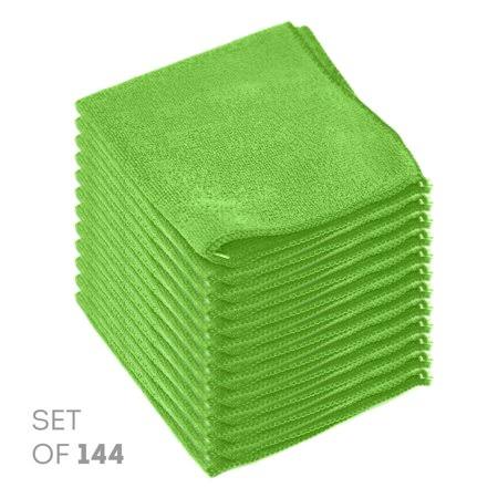 Green Microfiber Cleaning Cloth Set of 144, 12 x 12 Inches H204209