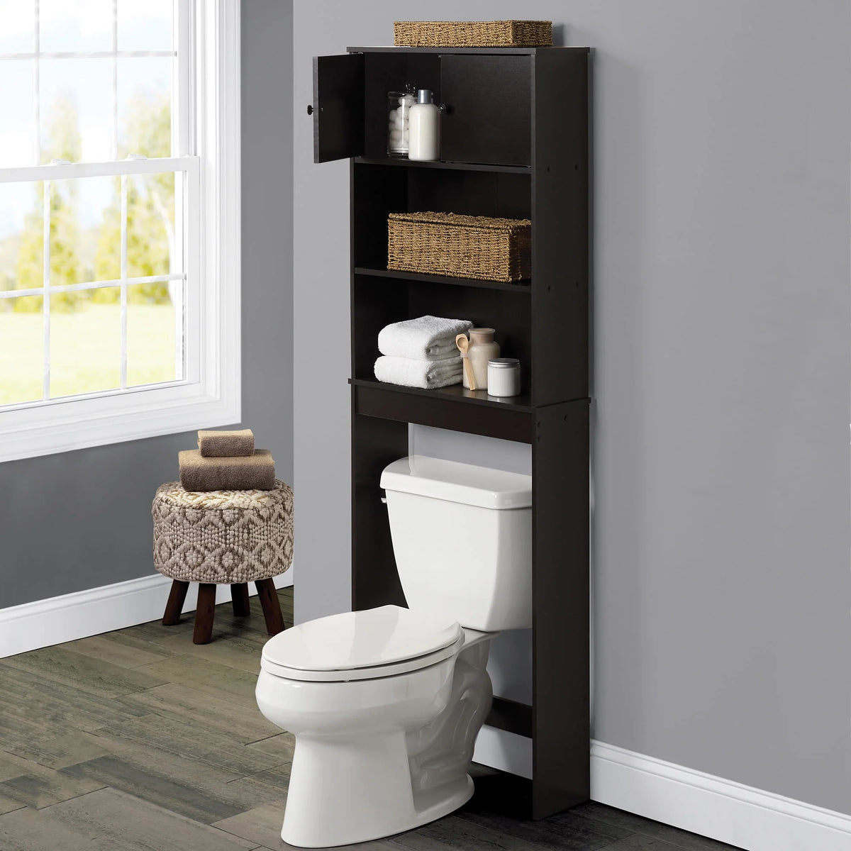 White 3-Shelf Bathroom Space Saver Y58563