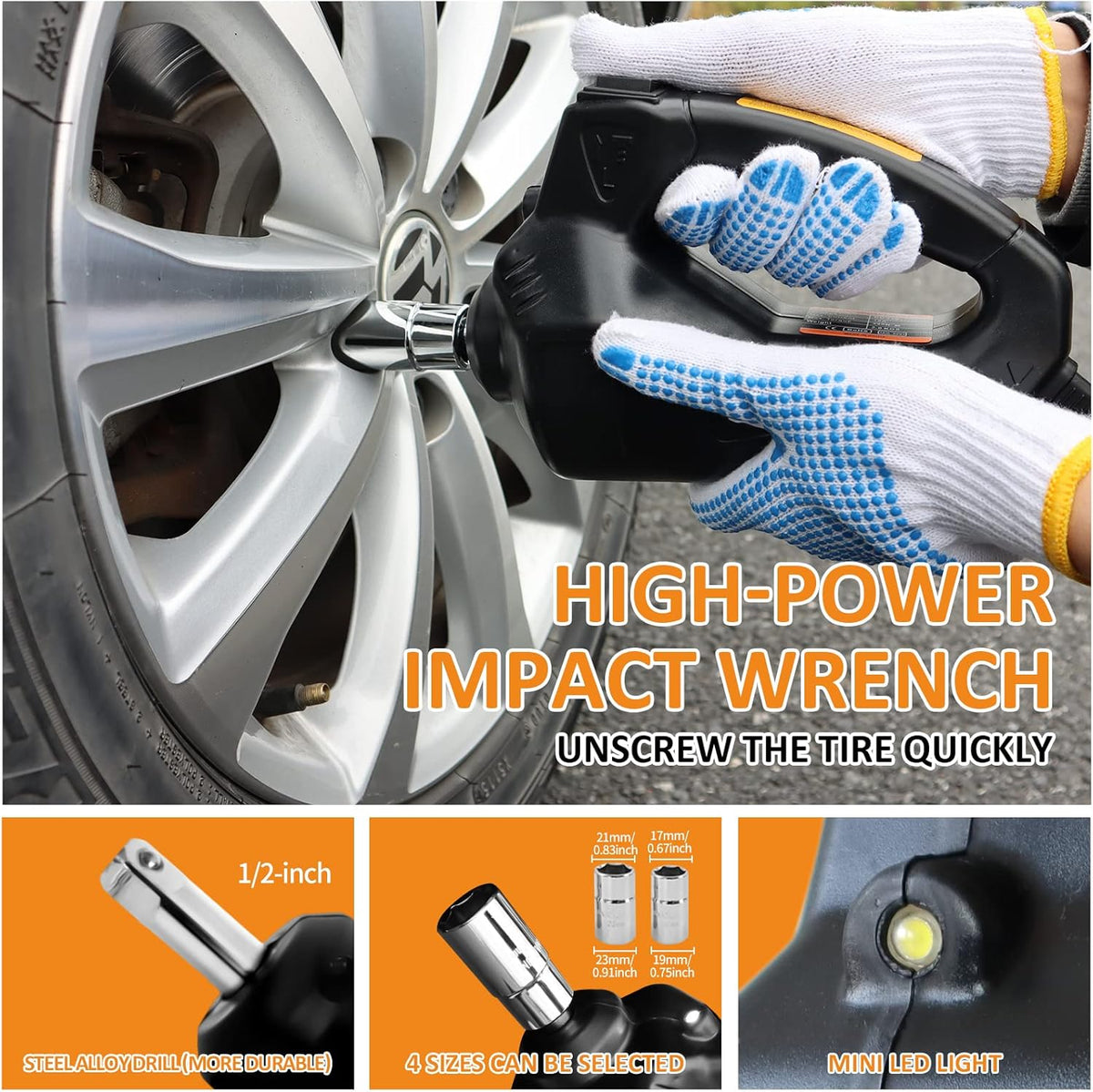 Electric Car Jack Kit 5 Ton Hydraulic Floor Jack with Impact Wrench and Tire Inflator L86360