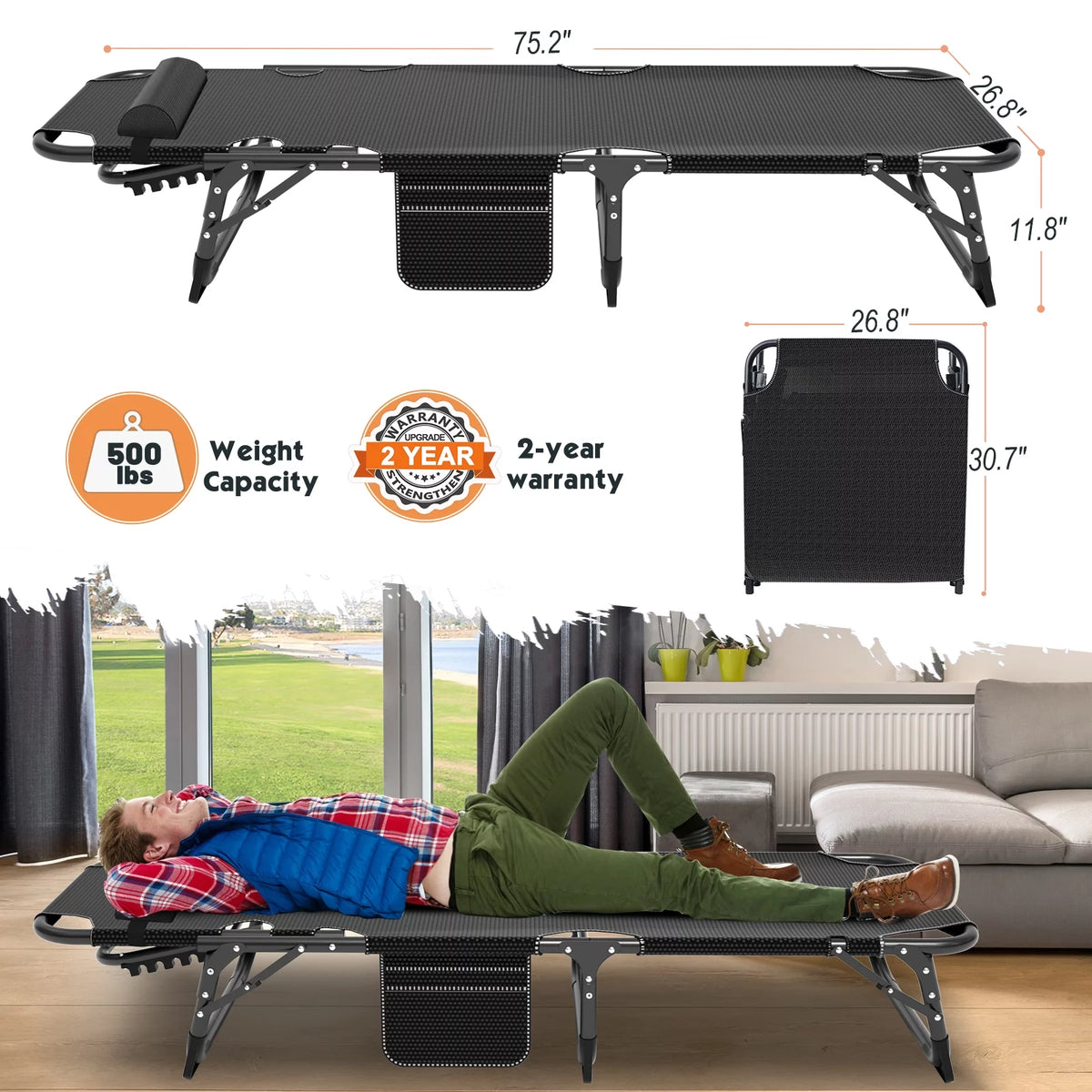 Folding Bed with Mattress and Carry Bag Q8016