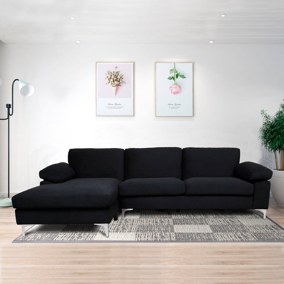 Velvet Modular Sofa Black Purple Reversible D82109