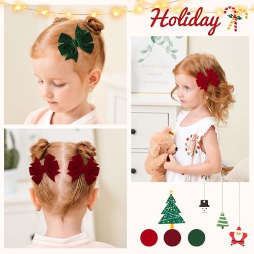 Velvet Hair Bows, 20PCS 3" Alligator Clips T63728