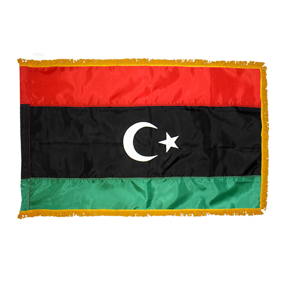 Libya Flag with Side Pole Sleeve and Fringe N63416