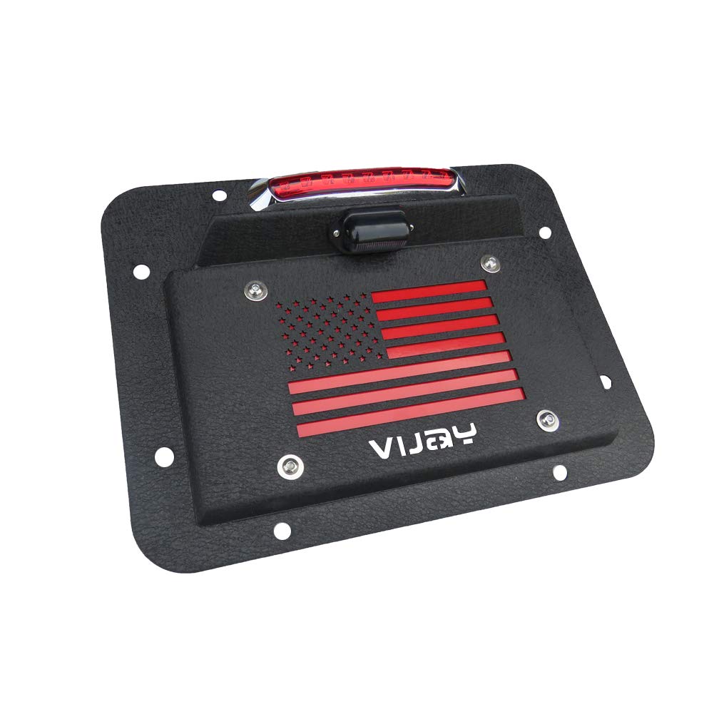 Spare Tire Delete License Plate Relocation Kit with Plate Light and Third Brake Light for Wrangler JK JKU Pack of 2 T94462