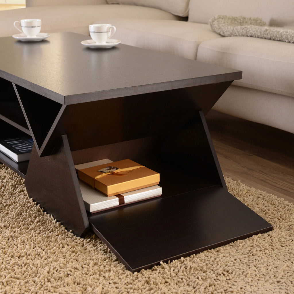 Espresso Wood Storage Coffee Table Q481