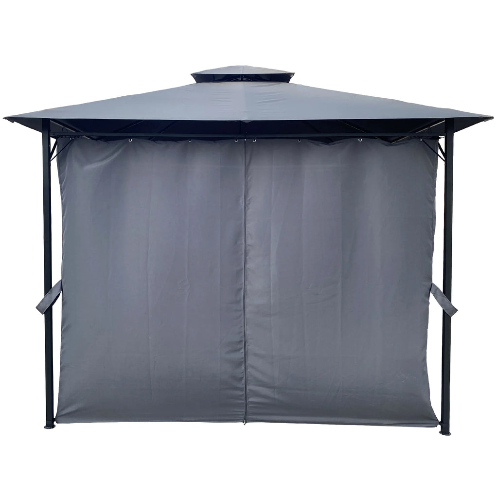 Gray Gazebo Canopy With Curtains Z407964