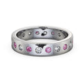 14K White Gold Eternity Band with Pink Sapphire Diamond T1860