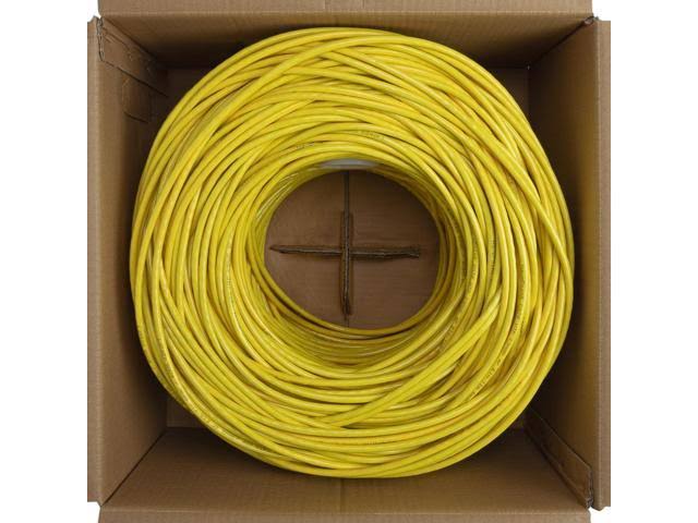 Cat6 1000ft CCA UTP Cable Solid 23AWG Yellow 550MHz Bulk Wire V895605