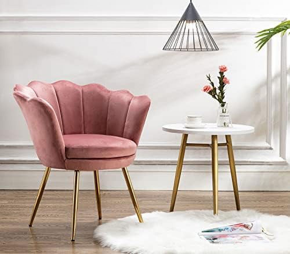 Cream White Velvet Shell Shaped Accent Chair H625489