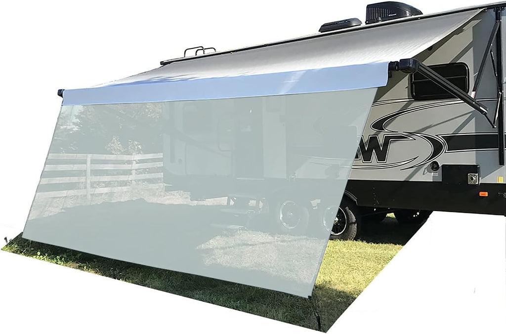 RV Awning Sun Shade Mesh Screen 6'X12'3'' Black UV Sunblock Kits Motorhome Trailer Canopy Shelter X441821