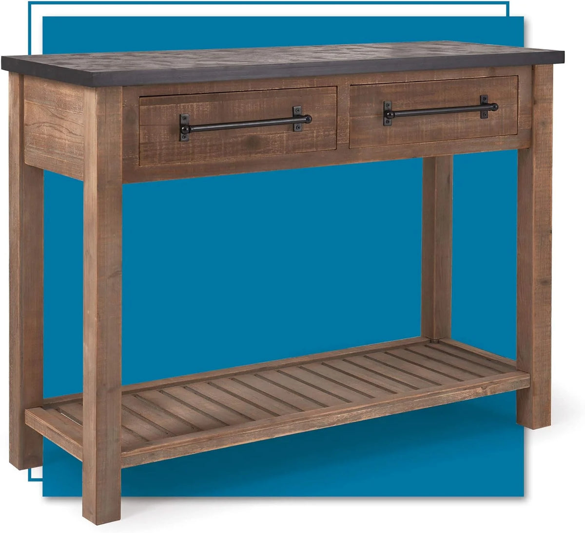 Brown Wooden Console 2 Drawers with Shelf Storage A6997