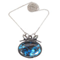 Azurite Silver Sterling Gemstone Beads 20" Chrysocolla Round Necklace Q88558
