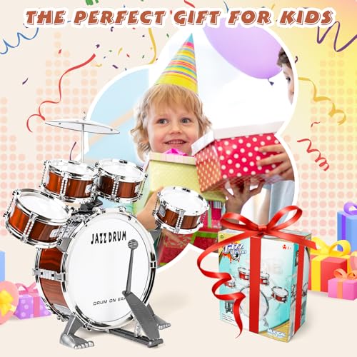 Kids Jazz Drum Set with 5 Drums Percussion Musical Instruments A357