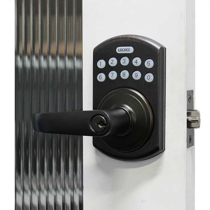 Bright Brass Electronic Lever Lock V69065