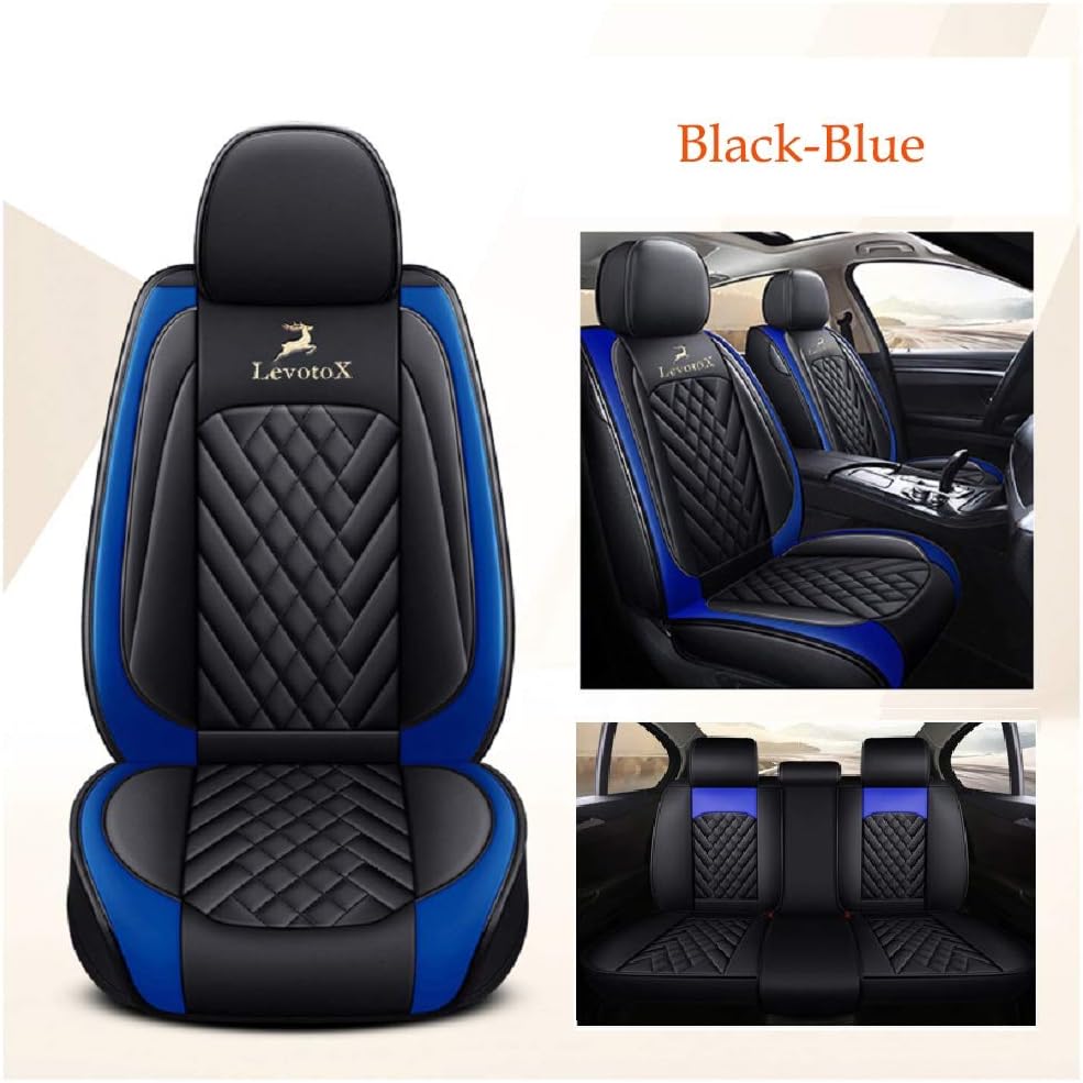 Black-Red Leather Car Seat Covers 2 Seats B46961