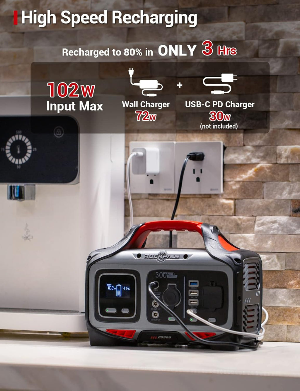 300W Portable Power Station, 280wh (78000mAh) Solar Generator with 110V Pure Sine Wave AC Outlet G64092