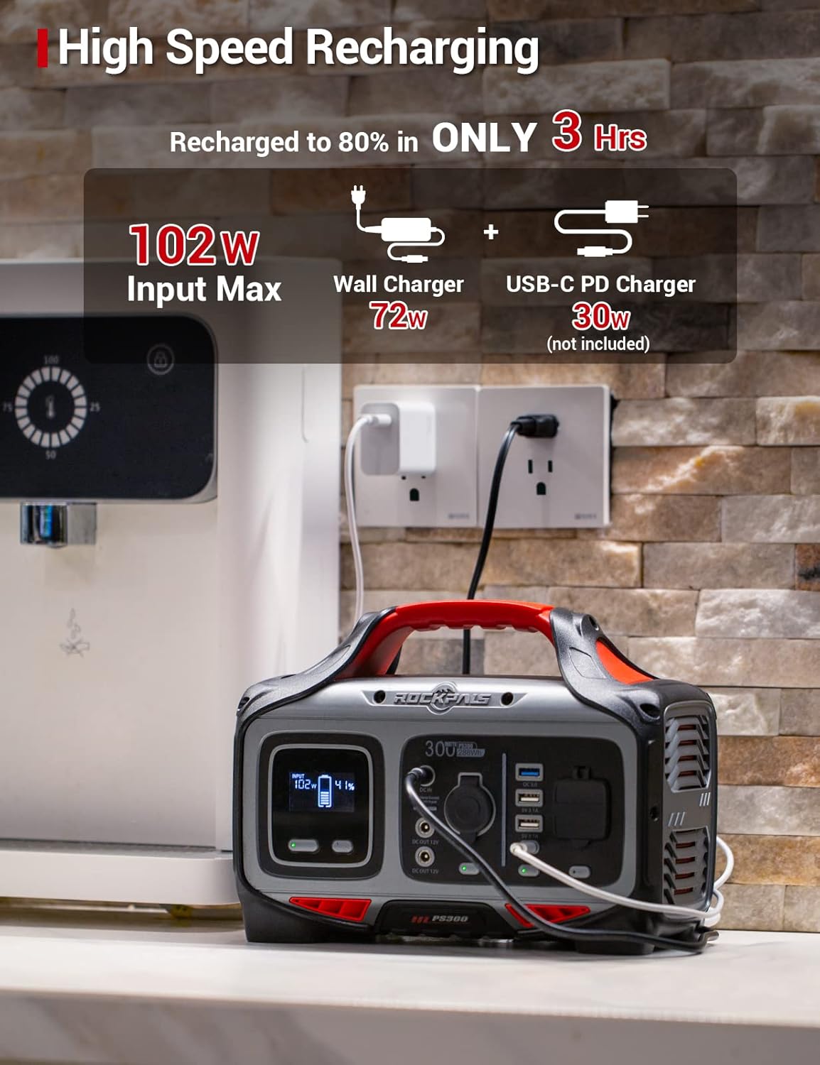 300W Portable Power Station, 280wh (78000mAh) Solar Generator with 110V Pure Sine Wave AC Outlet G64092