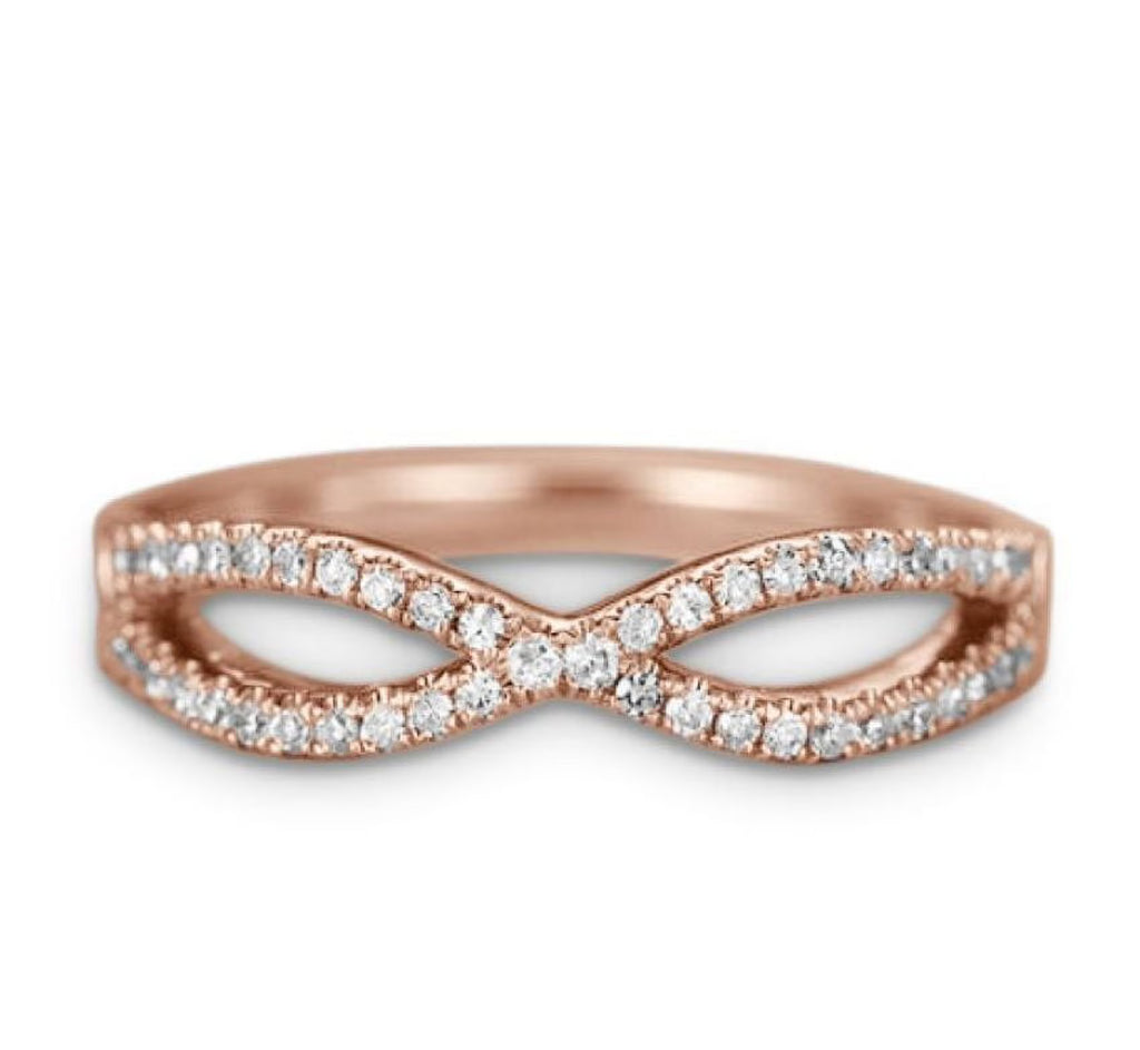 .15 ct Diamond Twisted Stacking Ring in 10K Rose Gold W848096