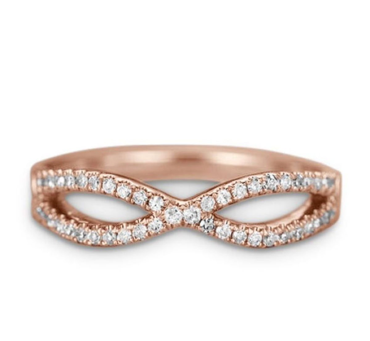 .15 ct Diamond Twisted Stacking Ring in 10K Rose Gold W848096