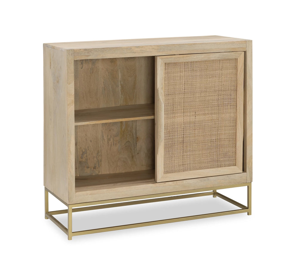 Rattan Sliding Doors Cabinet with Shelves G9724