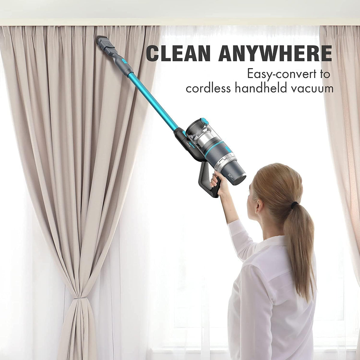 Cordless Vacuum Cleaner with Auto Mode, Lightweight Stick Vacuum, 350W Suction, 4-in-1 V809