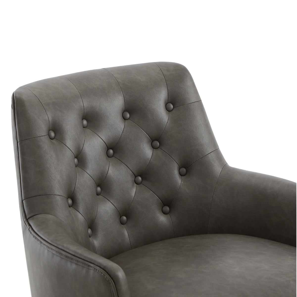 Dark Gray Faux Leather Swivel Barrel Accent Chair C752
