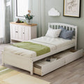 White Wood Platform Storage Bed with Two Drawers and Headboard W885255