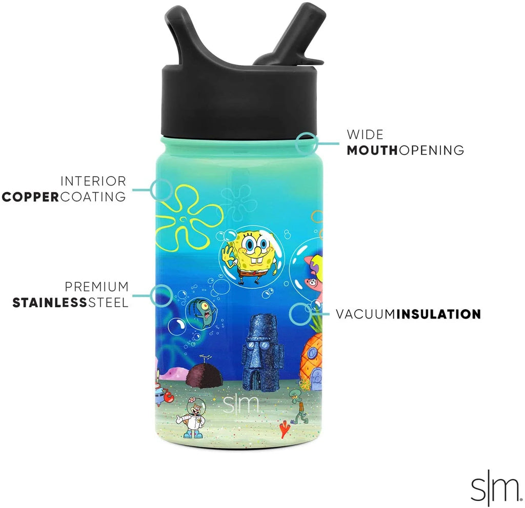 14oz Insulated Stainless Steel Water Bottle with Straw Lid Q3479