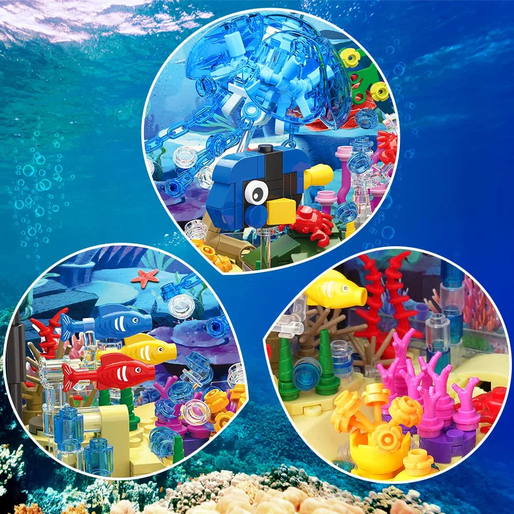 725PCS Fish Tank STEM Building Set with LED Light J862