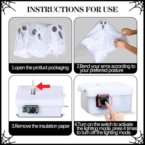 Light-up White Hanging Ghost Decorations P305