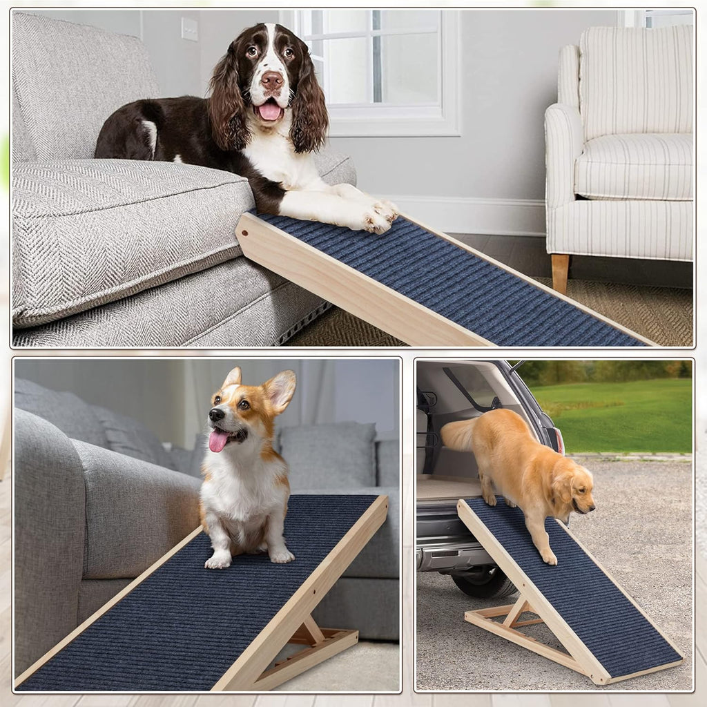 4-Layer Folding Wooden Pet Ramp with Paw Traction Mat, 39.4" Long, Pack of 2 U770