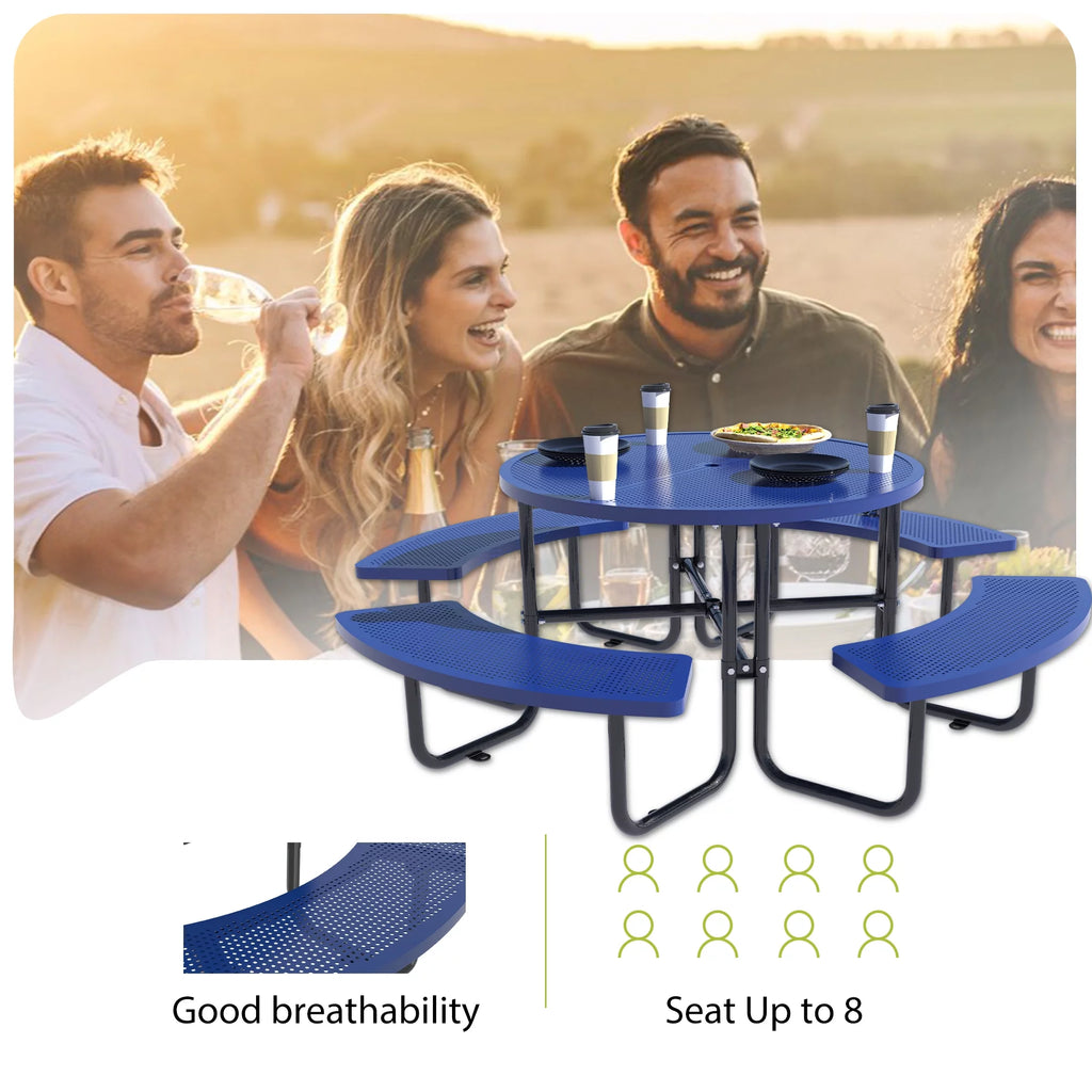 46'' Steel Round Picnic Table with Umbrella Hole Z6466