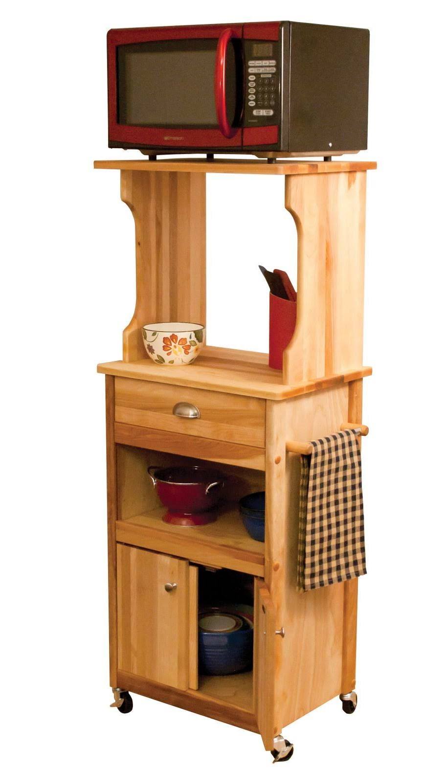 Natural Microwave Cart with Open Storage T9668