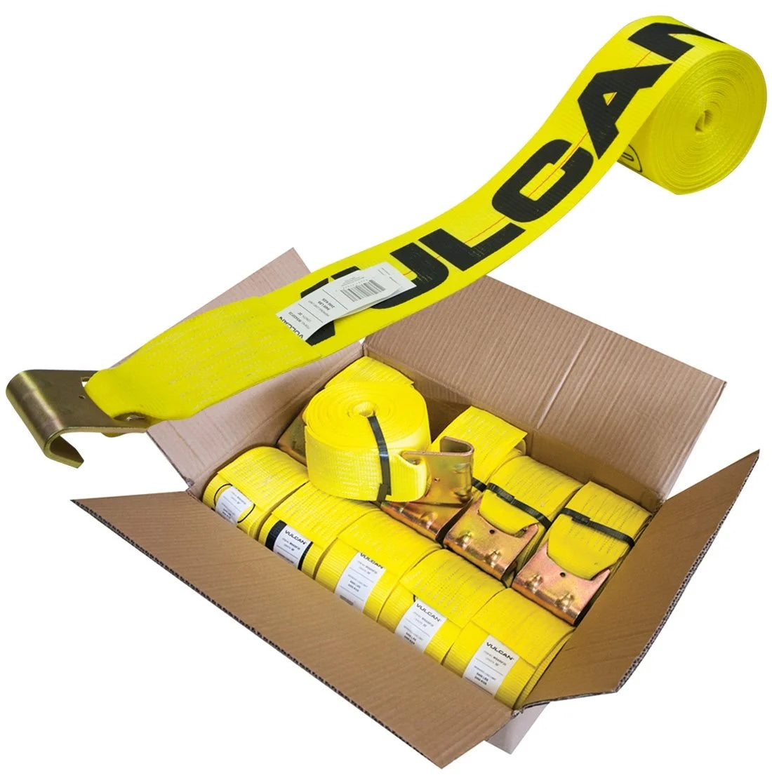 Flat Hook Winch Strap Kit 4 Inch x 30 Foot Yellow 5,000 Pound Safe Working Load L503173