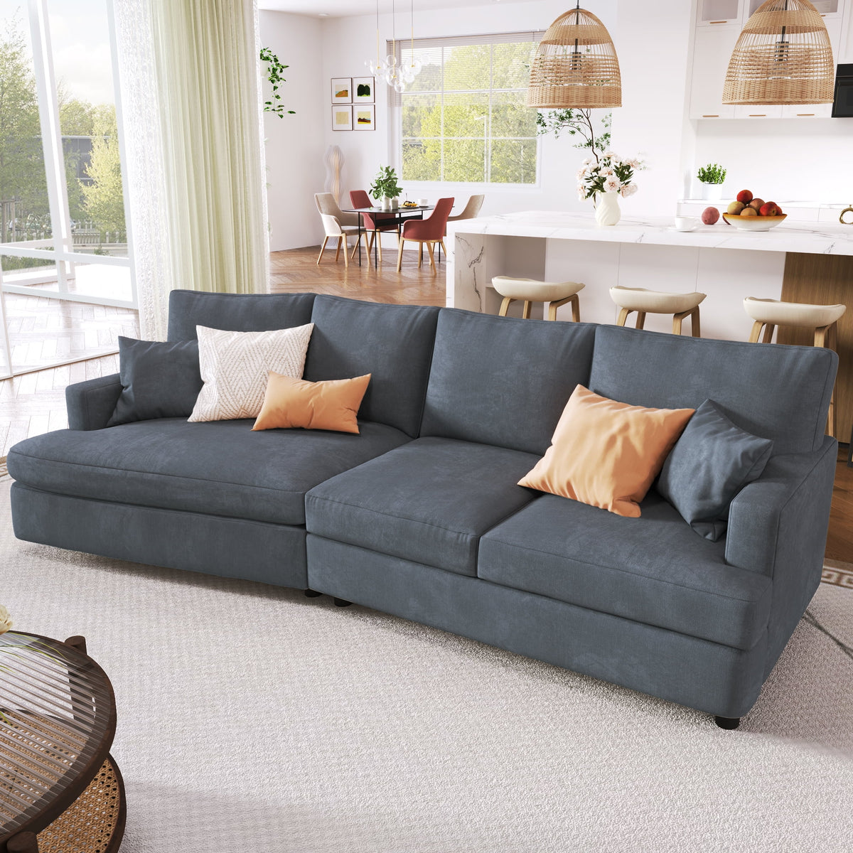 3 Seat Sofa with Removable Cushions and 2 Pillows M69839