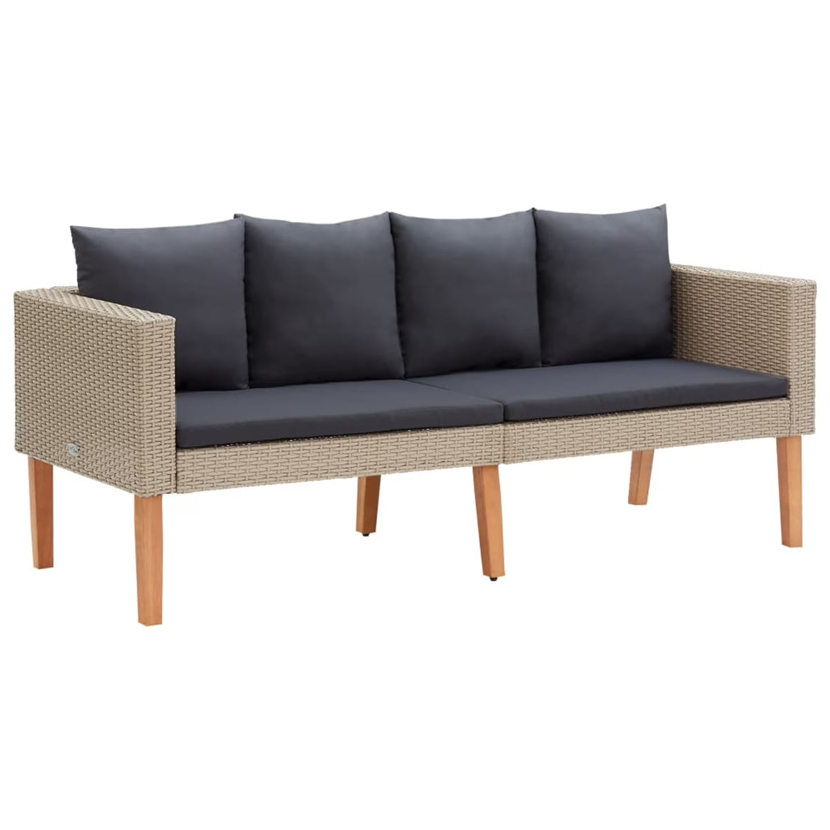 Beige Poly Rattan 2-Seater Patio Sofa with Cushions Q5608