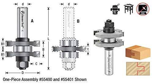 2-pc Carbide Tipped Tongue & Groove 3/8 Kerf x 1-5/8 D x 17/32 CH x 1/2x22 Shank D8740