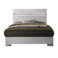 White Queen Size Wooden Bed with Crystal Accented Headboard U567217