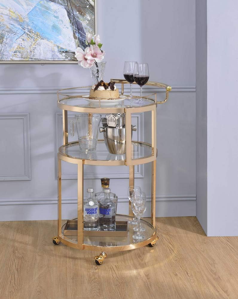 Gold & Clear Glass Cart R269