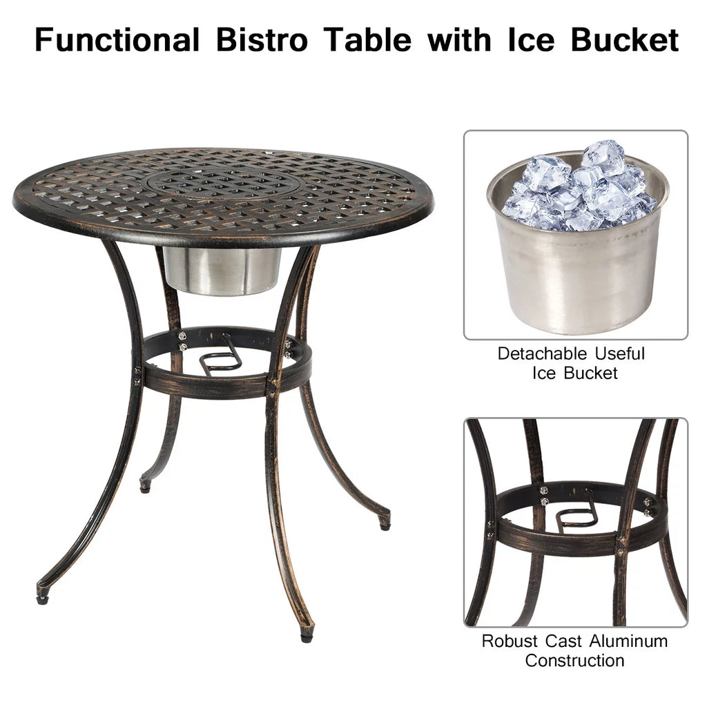 3 Pc Patio Dining Set with Ice Bucket T92343