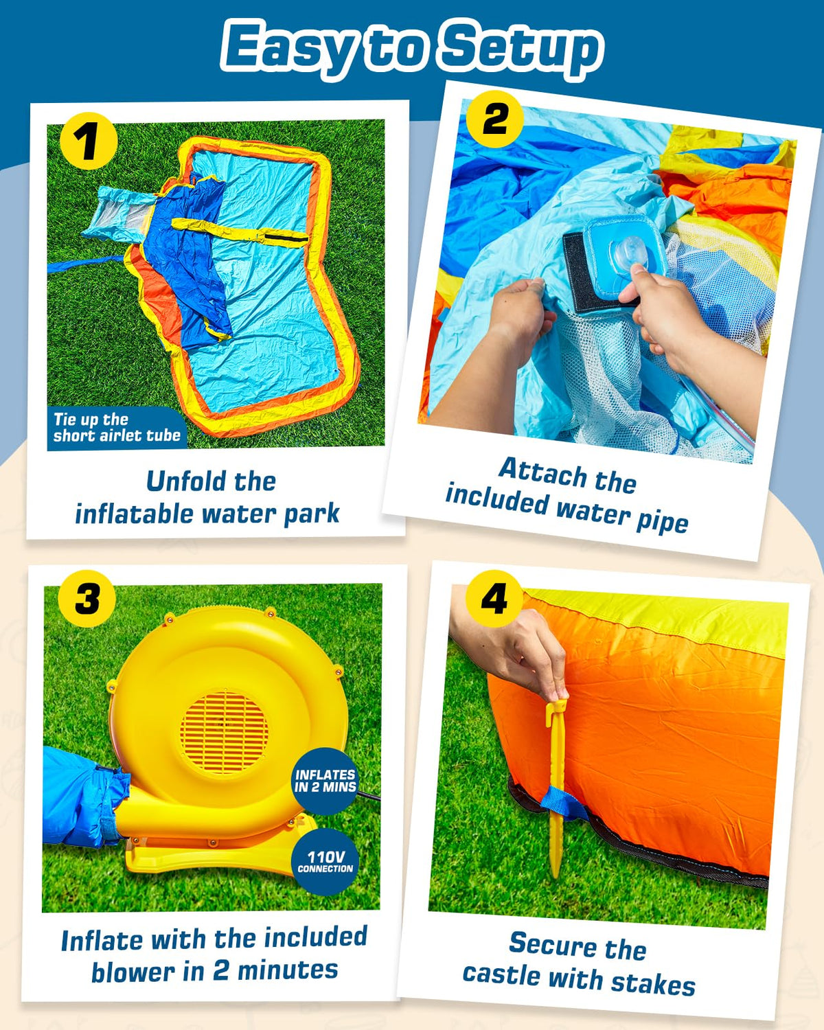 Kids Inflatable Water Slide Park with Blower, Climbing Wall, Splash Pool and Sprinkler K8665