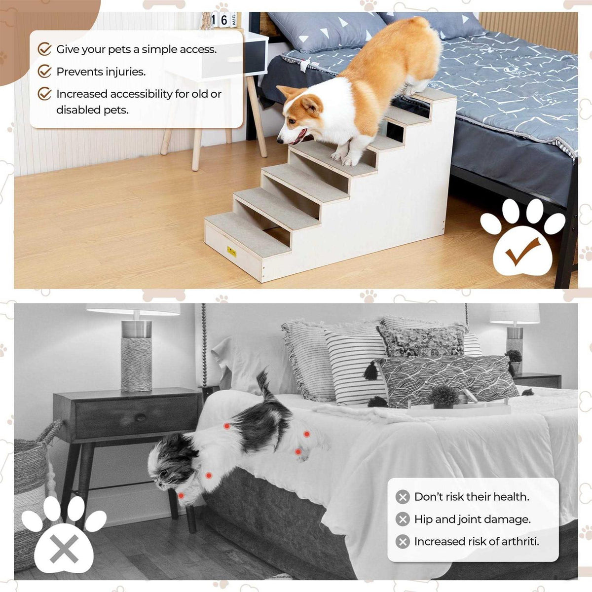 Wood 7-Step Dog Stairs K672